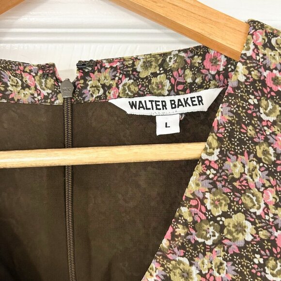 NWOT Walter Baker Rita Floral Wrap Peplum Top Brown Pink Green Size Large - Picture 4 of 12
